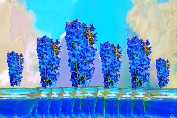 Arte digitale intitolato "Delphinium in ice v…" da Marina Alexandrova, Opera d'arte originale, Lavoro digitale 2D