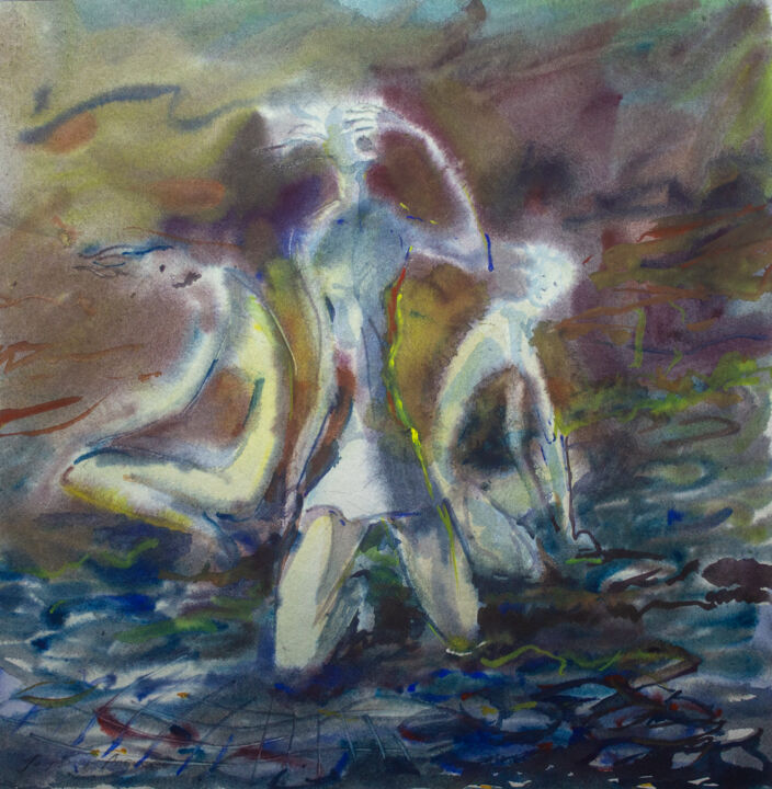 Malerei mit dem Titel "Moan,  series - Lit…" von Aleksey Gaufler, Original-Kunstwerk, Aquarell