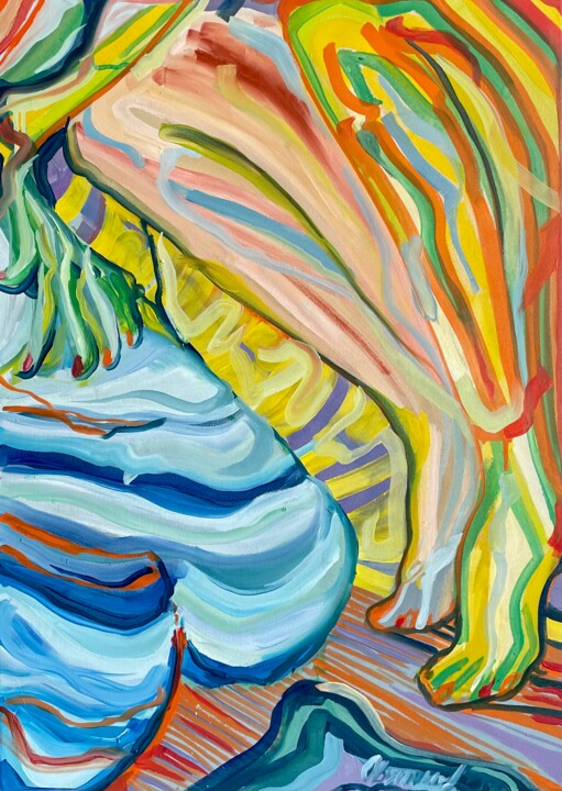 Pintura titulada "Двое на лазурном пе…" por Aleksey Ovsyannikov, Obra de arte original, Oleo