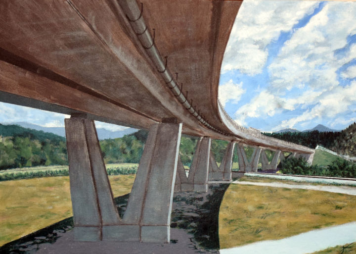 Pintura intitulada "Under the bridge" por Aleks P, Obras de arte originais, Acrílico