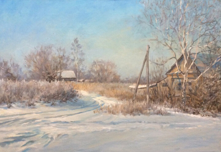 Peinture intitulée "Морозное утро/Frost…" par Alena, Œuvre d'art originale, Huile