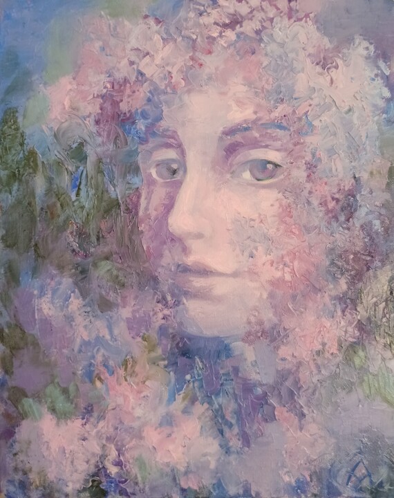 Pintura titulada "Lilacs (Elusiveness…" por Alena Masterkova, Obra de arte original, Oleo Montado en Bastidor de camilla de…