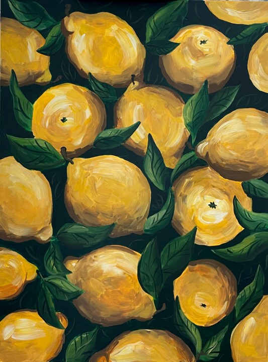Pintura titulada "Sicilian Lemons" por Alena Ogden, Obra de arte original, Acrílico Montado en Bastidor de camilla de madera