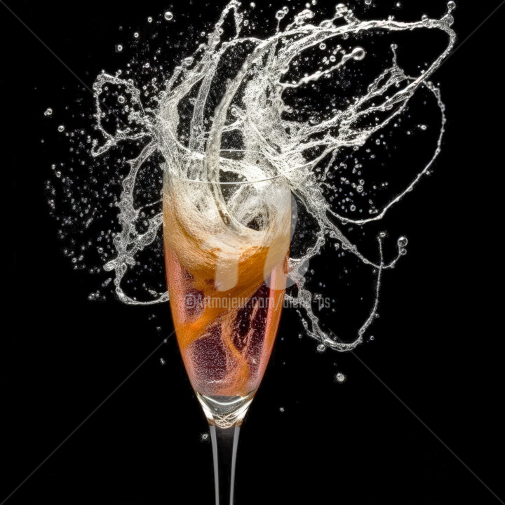 Digitale Kunst getiteld "Pink Champagne" door Alena Ps, Origineel Kunstwerk, Digitale collage
