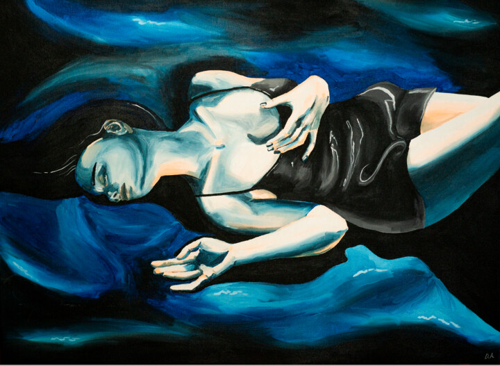 Dibujo titulada "Dreams of the sea" por Alesia Daronichava, Obra de arte original, Acrílico