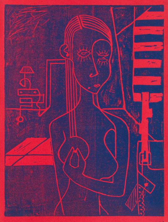 印花与版画 标题为“Valentine rouge et…” 由Alessandro Flavio Bruno, 原创艺术品, Linocuts