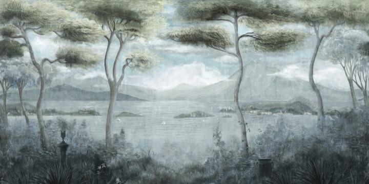 Artes digitais intitulada "Lago di Como" por Alessandro Scanziani, Obras de arte originais, Pintura digital