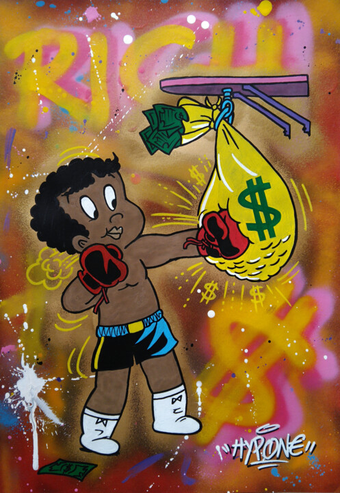 Schilderij getiteld "Young rich money ba…" door Alessio Hassan Alì (Hipo), Origineel Kunstwerk, Acryl