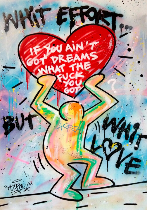 Картина под названием "Hipo X Keith Haring…" - Alessio Hassan Alì (Hipo), Подлинное произведение искусства, Рисунок распылит…