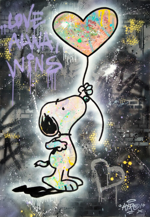 Картина под названием "Snoopy - Driven by…" - Alessio Hassan Alì (Hipo), Подлинное произведение искусства, Рисунок распылите…
