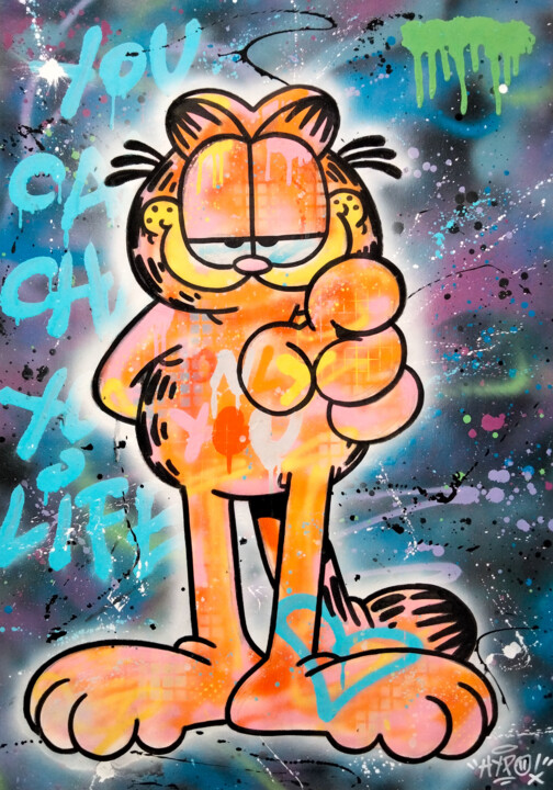 Malarstwo zatytułowany „Garfield - You can…” autorstwa Alessio Hassan Alì (Hipo), Oryginalna praca, Farba w spray'u
