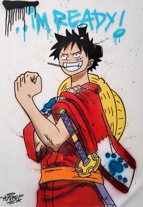 Картина под названием "One Piece - Rubber" - Alessio Hassan Alì (Hipo), Подлинное произведение искусства, Рисунок распылител…