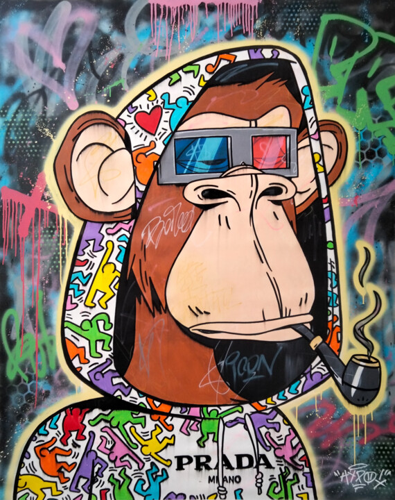 Картина под названием "Bored Ape Yatch Clu…" - Alessio Hassan Alì (Hipo), Подлинное произведение искусства, Акрил