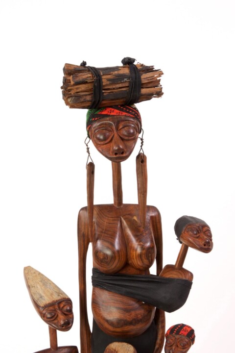 Sculpture titled "African Woman" by Alex Kasai Peter Kimanzi Kimanzi, Original Artwork, Wood