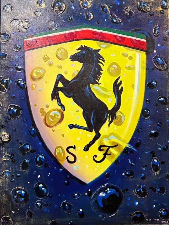 Painting titled "Ferrari" by Alex Loreci, Original Artwork, Acrylic