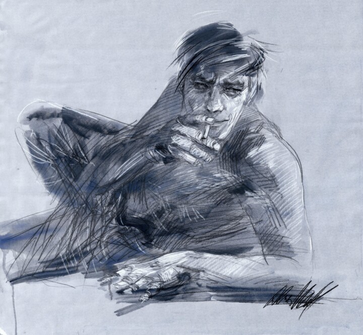 Drawing titled ""The Lifestyle of a…" by Alex Wolf, Original Artwork, Charcoal