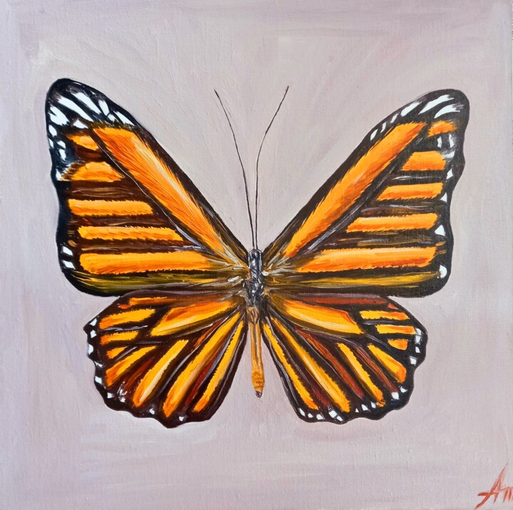 Malerei mit dem Titel "Orange butterfly pa…" von Alexa Melowany, Original-Kunstwerk, Öl