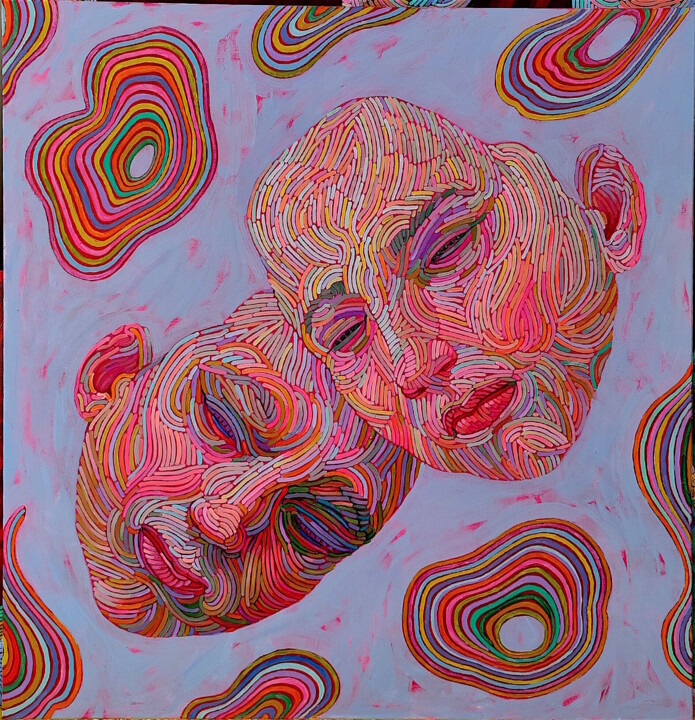 Malerei mit dem Titel "Sisters (T+T)" von Alexandra Finkelchtein, Original-Kunstwerk, Acryl