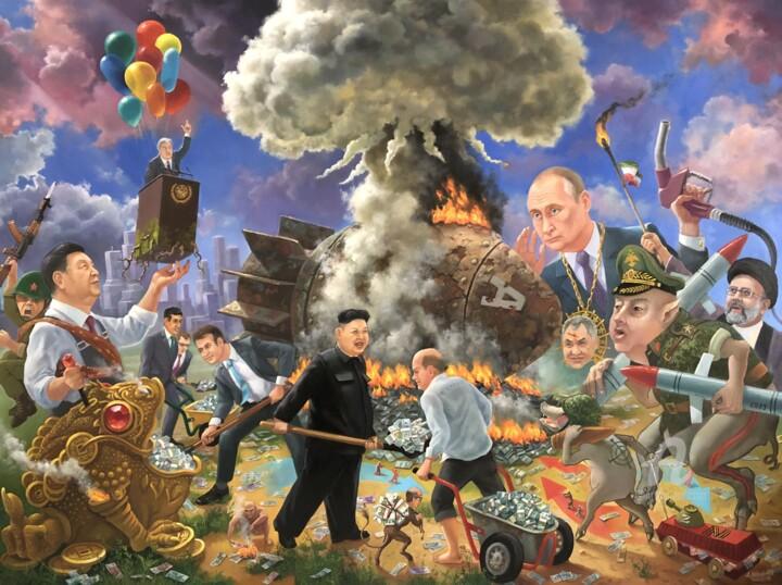 Peinture intitulée "BOMB!" par Aleksandr Mikhalchuk, Œuvre d'art originale, Huile