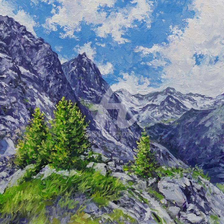 Pintura titulada "Mountain Sketch" por Alexander Volya, Obra de arte original, Oleo