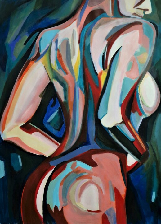 Malerei mit dem Titel "Nude No2 / 92 x 67,…" von Alexandra Djokic, Original-Kunstwerk, Acryl