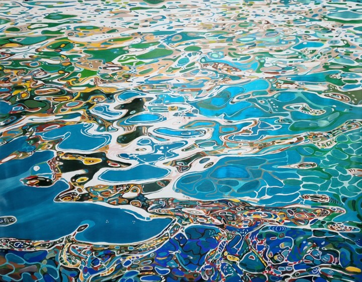 Peinture intitulée "Underwater Turquois…" par Alexandra Djokic, Œuvre d'art originale, Acrylique