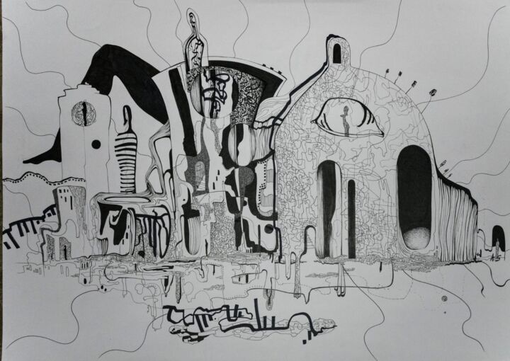 Dessin intitulée "Ink on paper" par Alexandra Stoleru, Œuvre d'art originale, Encre