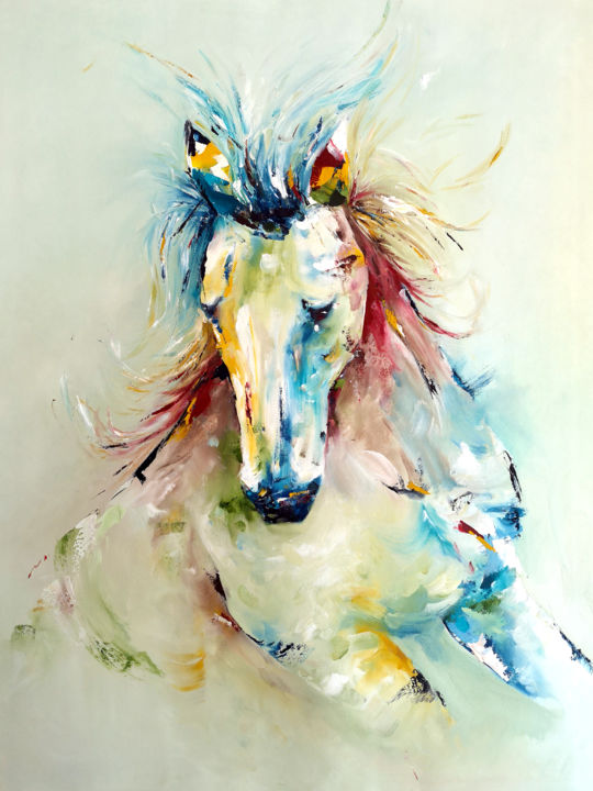 Pittura intitolato ""Free Spirit" Horse…" da Alexa Rose, Opera d'arte originale, Olio