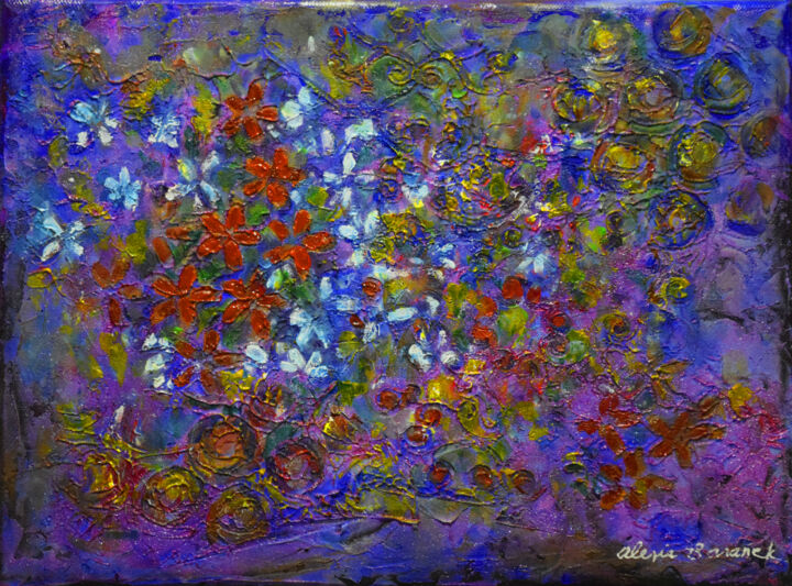 Картина под названием "Flower Tapestry" - Alexis-Baranek Baranek, Подлинное произведение искусства, Акрил