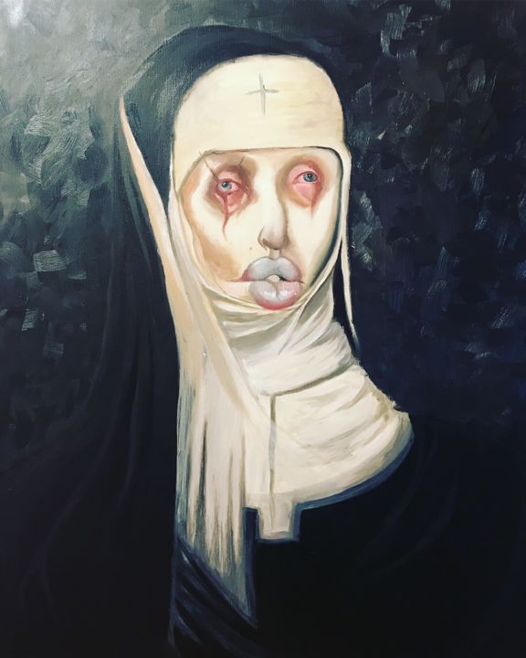 Peinture intitulée "Монахиня" par Alice Bart, Œuvre d'art originale