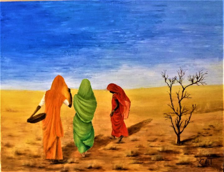 Peinture intitulée "2019-les-indiennes.…" par Alice Capelli, Œuvre d'art originale, Huile