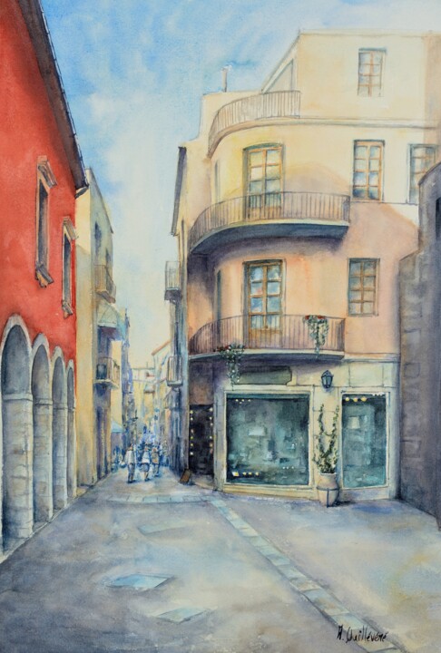 Painting titled "fin de journée en s…" by Alice Quillévéré, Original Artwork, Watercolor