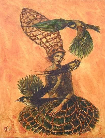 Peinture intitulée "Los pájaros de la m…" par Alicia De La Campa, Œuvre d'art originale, Huile