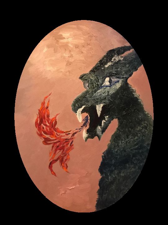 Peinture intitulée "Dragon of luck" par Alisa Bukharova, Œuvre d'art originale, Huile
