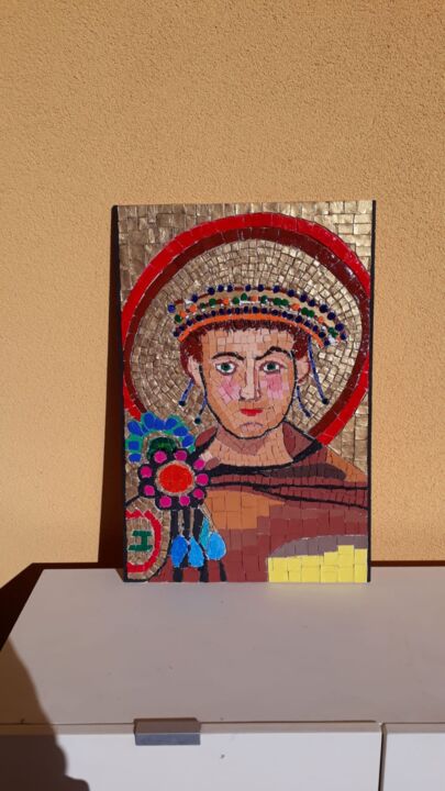 Collages titled "Santo" by Alide Pelini (Adele), Original Artwork, Collages Mounted on Other rigid panel