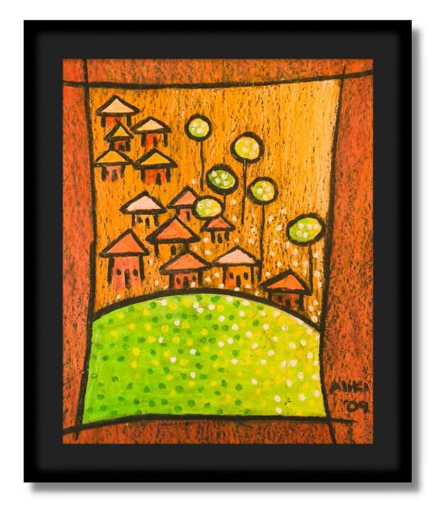 Peinture intitulée "Farm Houses III" par Aliki, Œuvre d'art originale, Pastel