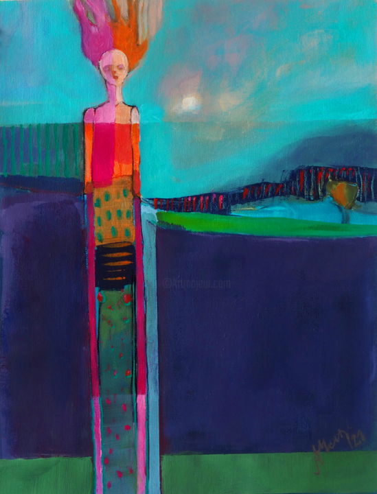 Malarstwo zatytułowany „Woman in the garden” autorstwa Alina Matykiewicz, Oryginalna praca, Akryl