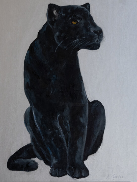 绘画 标题为“Black Panther anima…” 由Alina Odwyer, 原创艺术品, 油