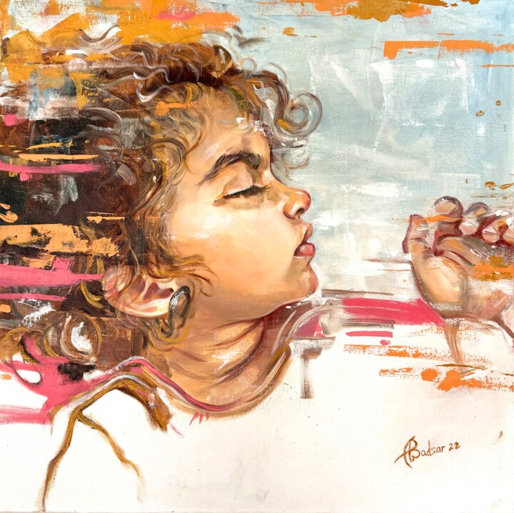 Painting titled "Daughter 2" by Alla Badsar, Original Artwork, Oil