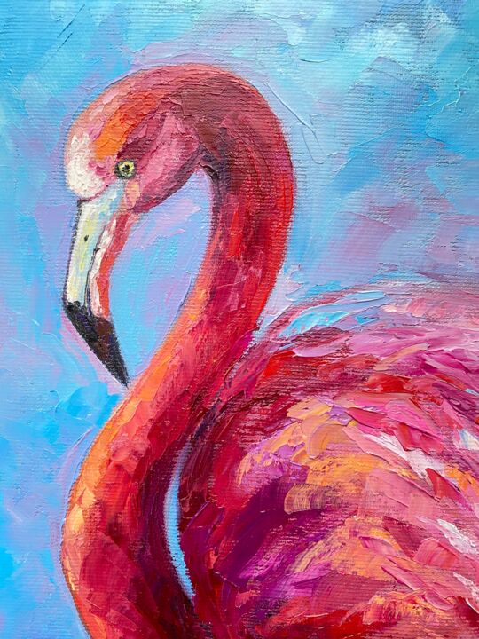 Flamingo Canvas print - Hand Signed by Syman Kaye Living Room Art Flamingo  Watercolour Painting of my Original Abstract Flamingo Painting