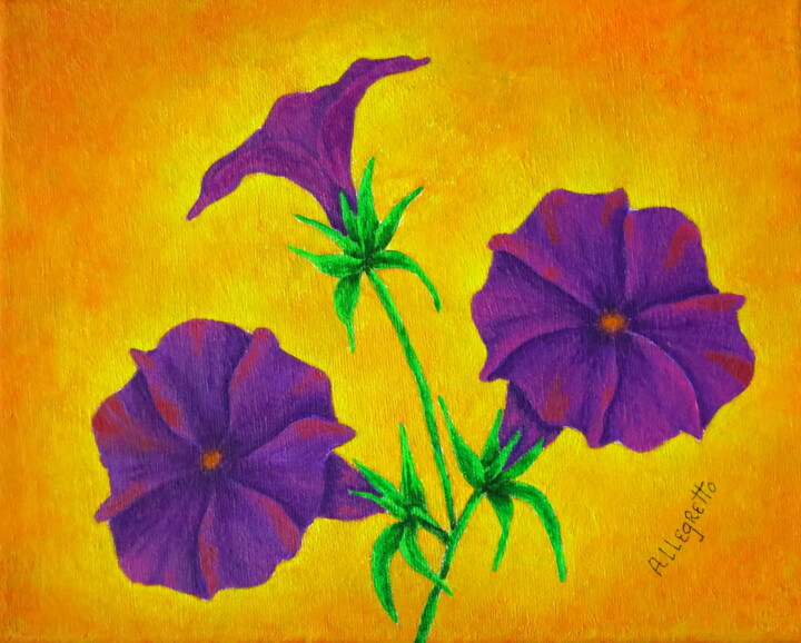 Painting titled "PURPLE PANSIES FOR…" by Allegretto, Original Artwork, Acrylic