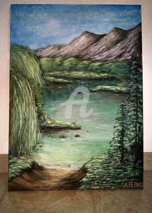 Pittura intitolato "Lake" da Alma Fetinci, Opera d'arte originale, Acrilico