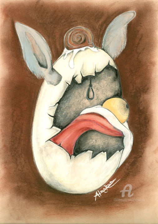 Dibujo titulada "Lapoeuf de la Pascua" por Almakan, Obra de arte original, Pastel