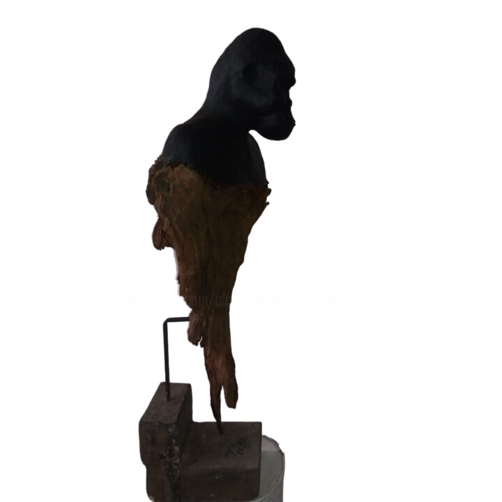 Sculpture titled "Ape Man" by Aloka Bandara Jayatilleke, Original Artwork, Wood