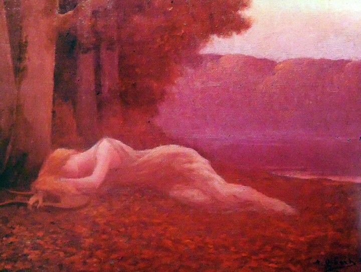 Peinture intitulée "Nymphe endormie" par Alphonse Osbert, Œuvre d'art originale, Huile