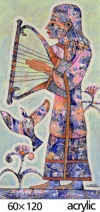 Malarstwo zatytułowany „Syrian Mythology 3-3” autorstwa Nabeel Alsamman, Oryginalna praca, Akryl