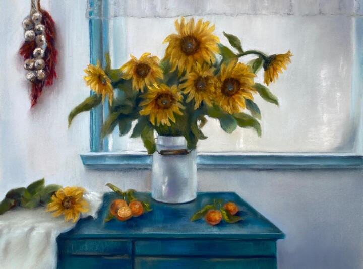 Pittura intitolato "Tournesols" da Alsu Vagidullina, Opera d'arte originale, Pastello