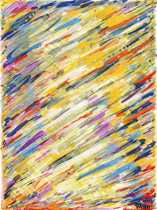 Pittura intitolato "Abstract composition" da Altin Furxhi, Opera d'arte originale, Stampino