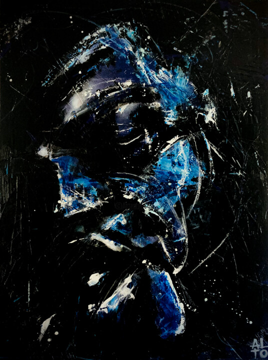 Schilderij getiteld "Blues people" door Alto, Origineel Kunstwerk, Acryl Gemonteerd op Frame voor houten brancard