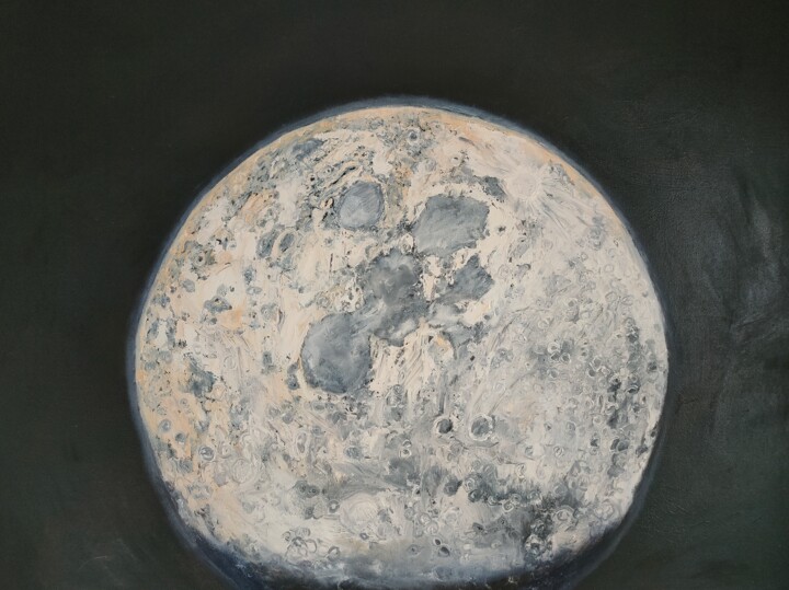 Painting titled "Moon" by Irina Avlasenko, Original Artwork, Oil